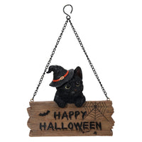 PACIFIC GIFTWARE Happy Halloween 3D Black Kitten Cat Figurine Welcome Sign Door Wall Plaque