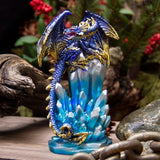 PACIFIC GIFTWARE Fantasy Guarding Dragon on Crystal Gemstone Rock Figurine Statue Home Decor Collectible