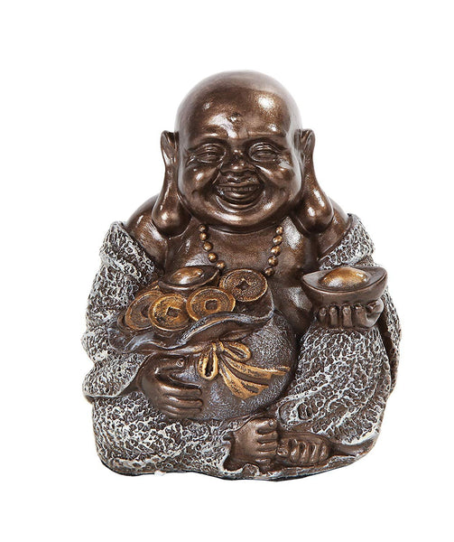 PACIFIC GIFTWARE 4 Inch Happy Buddha Holding Money Bag Buddhism Resin Statue Figurine