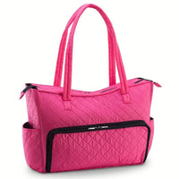 Quilted Shoulder Beauty Bag With Brush Storage Pocket Ideal for Cosmetic Bottles Brushes