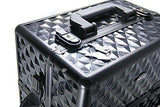 Mini Makeup Train Case 9.5" Aluminum Professional Cosmetic Organizer Box with Mirror