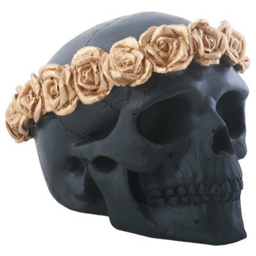 SUMMIT COLLECTION 3 Inch Black Skull Head with Copper Colored Flower Headband