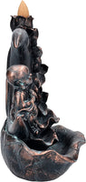 Buddha Monk On Lotus Crescent Moon Smoke Waterfall Backflow Cone Incense Burner