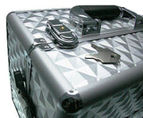 Professional Makeup Artist Travel Cosmetic Train Case w/ 3 Tier Side Extendable Trays Aluminum Hard Case
