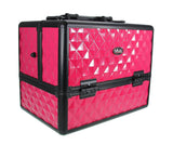 Professional Makeup Artist Travel Cosmetic Train Case w/ 3 Tier Side Extendable Trays Aluminum Hard Case