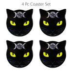 PACIFIC GIFTWARE Triple Moon Cat Ceramic Coaster With Cork Backing Set of 4