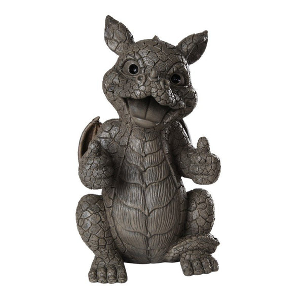 PACIFIC GIFTWARE Garden Dragon Thumbs Up Dragon Garden Display Decorative Accent Sculpture Stone Finish 10 Inch Tall