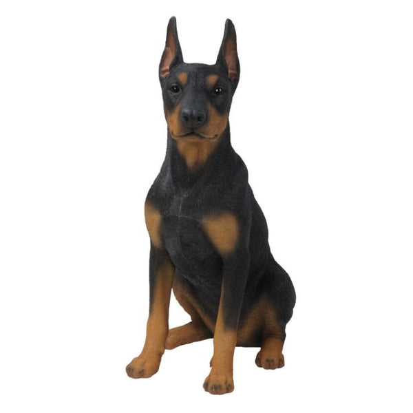 BOTEGA EXCLUSIVE Animal Collection 24 inches Life Size Large Sitting Smile Doberman Pinscher Dog Figurine Statue