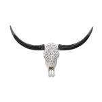 BOTEGA EXCLUSIVE Carved Cutout Faux Taxidermy Longhorn Bull Cow Replica Skull 27”L Lamp