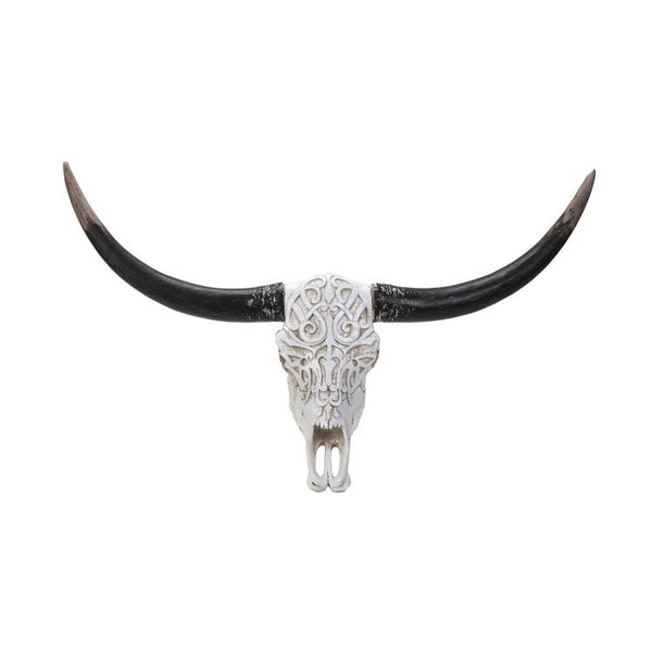 BOTEGA EXCLUSIVE Carved Cutout Faux Taxidermy Longhorn Bull Cow Replica Skull 27”L Lamp