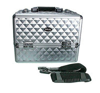Professional Makeup Artist Travel Cosmetic Train Case w/ 3 Tier Side Extendable Trays Aluminum Hard Case