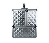 Professional Makeup Artist Travel Cosmetic Train Case w/ 3 Tier Side Extendable Trays Aluminum Hard Case