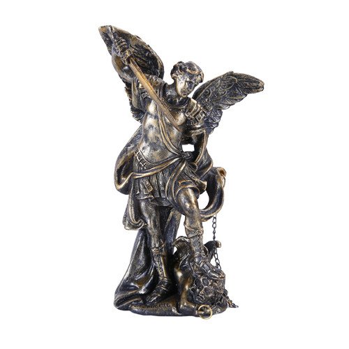PACIFIC GIFTWARE Bronzed Small Saint Michael Figurine Made of Polyresin