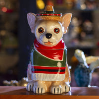 Festival Loving Chihuahua Wearing a Traditional Mexican Poncho Ceramic Cookie Jar