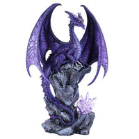 PACIFIC GIFTWARE Large Winged Purple Dragon with LED Light Purple Crystal Rock 18" H