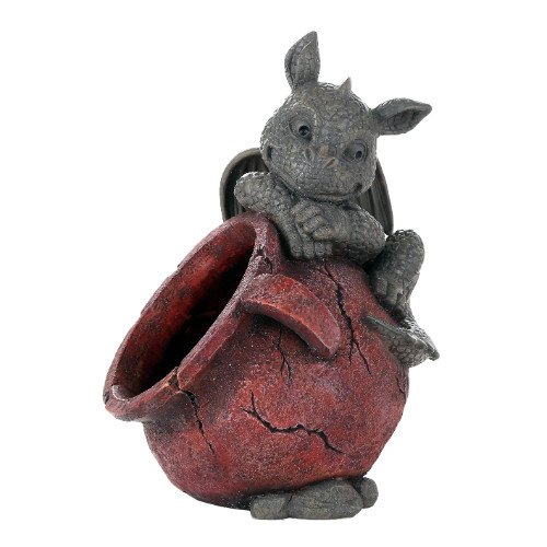 PACIFIC GIFTWARE Playful Garden Dragon Planter Garden Display Decorative Accent Sculpture Stone Finish 10 Inch Tall