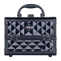 Mini Makeup Train Case 9.5" Aluminum Professional Cosmetic Organizer Box with Mirror