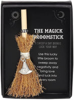 Pacific Giftware Witch’s Hat Mini Magick Broomstick Lucky Charm in Gift Box 4.33” Tall