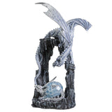 Fronze Ice Dragon Mother and Baby Hatchling in Egg Resin Statue Collectible Home Decor Figurine