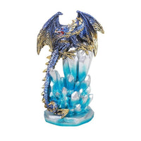 PACIFIC GIFTWARE Fantasy Guarding Dragon on Crystal Gemstone Rock Figurine Statue Home Decor Collectible