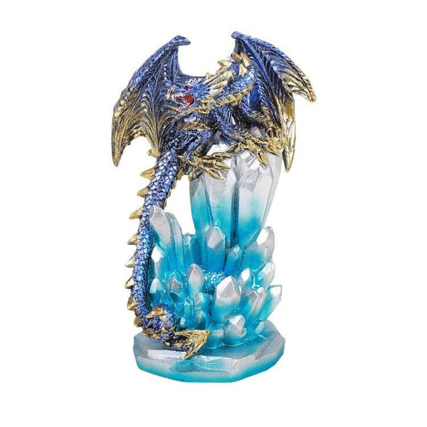 PACIFIC GIFTWARE Fantasy Guarding Dragon on Crystal Gemstone Rock Figurine Statue Home Decor Collectible