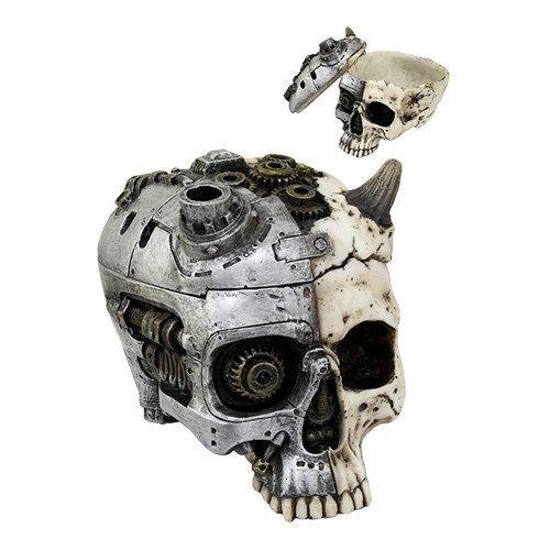 PACIFIC GIFTWARE Steampunk and Devil Horned Split Skull Statue Figurine