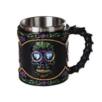 PACIFIC GIFTWARE Day of the Dead Celebration Black Sugar Skull Floral Design Collectible Mug Tankard 11oz