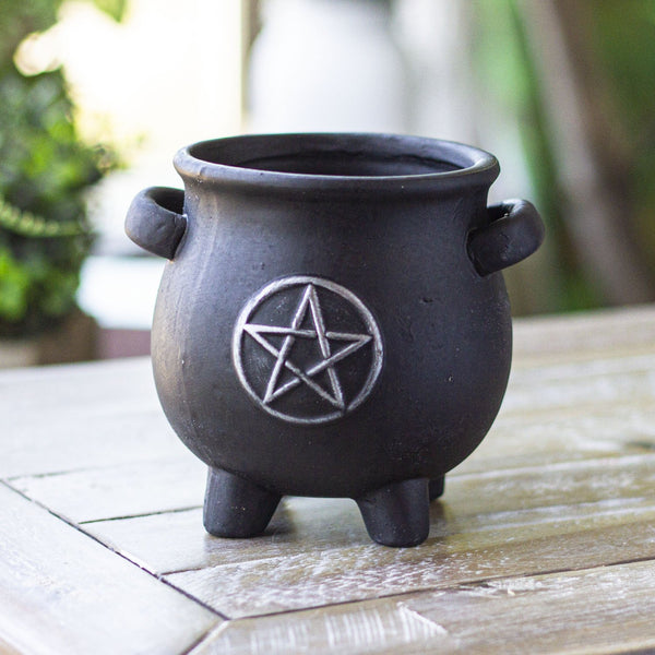 PACIFIC GIFTWARE Cauldron Pentagram Terracotta Planter Pot Figurine