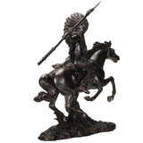 PACIFIC GIFTWARE American Indian Warrior Riding Horse with Spear 13 inches Tall