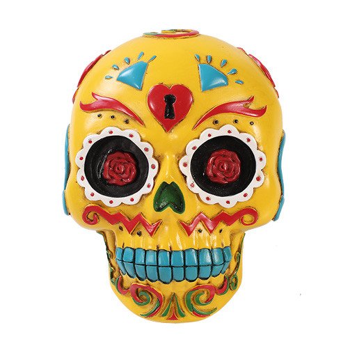 PACIFIC GIFTWARE Yellow Day of The Dead Skull Plaque
