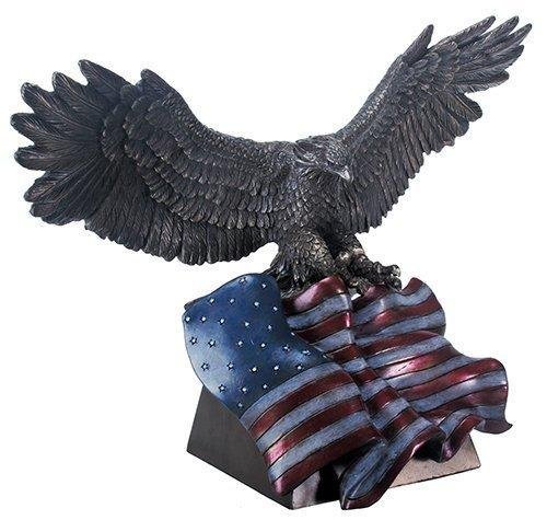 SUMMIT COLLECTION Antique Bronze Finish American Eagle with Flag Patriotic Statue