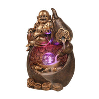 PACIFIC GIFTWARE Happy Fortune Buddha Backflow LED Incense Burner