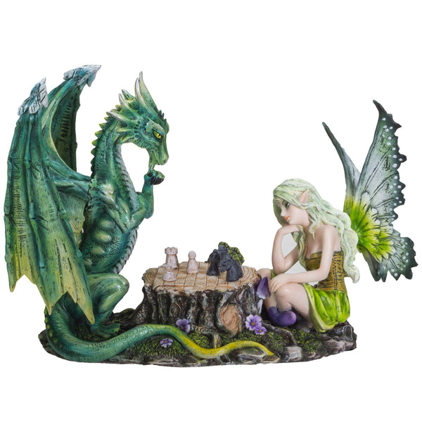 PACIFIC GIFTWARE FairyTate Fairy vs. Dragon Chess War Game Resin Figurine Statue