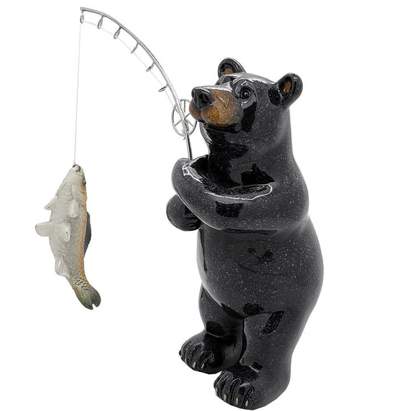 PACIFIC GIFTWARE Animal World Black Bear Fishing Resin Figurine Home Decor