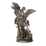 PACIFIC GIFTWARE 12.5 inches St. Michael Slaying The Devil with Wood Base Collectible Figurine