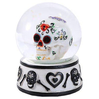 PACIFIC GIFTWARE Day of the Dead Sugar Skull Head Water Globe 80mm Home Decor Gift Collectible