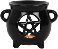 Pacific Giftware Pentacle Cauldron Tealight Candle Ceramic Oil Burner 4” Tall