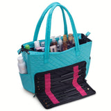 Quilted Shoulder Beauty Bag With Brush Storage Pocket Ideal for Cosmetic Bottles Brushes