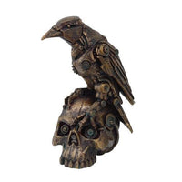 PACIFIC GIFTWARE Steampunk Inspired Raven on Skull Resin Statue Figurine