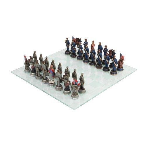 PACIFIC GIFTWARE Civil War Solider Themed Chess Set with Glass Board, Multicolor