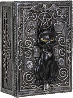 PACIFIC GIFTWARE Fortune Telling Black Cat Reader Design Sculptural Tarot Box Jewelry Trinket Keepsake Fengshui Lucky Talisman Home Accent Decor 5.25"L