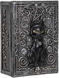 PACIFIC GIFTWARE Fortune Telling Black Cat Reader Design Sculptural Tarot Box Jewelry Trinket Keepsake Fengshui Lucky Talisman Home Accent Decor 5.25"L