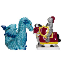 PACIFIC GIFTWARE Knight on Horse & Dragon Ceramic Salt and Pepper Shakers Set