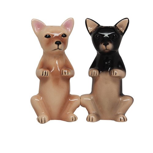 PACIFIC GIFTWARE Cute Attractive Chihuahua Ceramic Magnetic Salt and Pepper Shaker Set