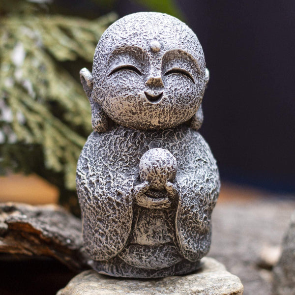 Eastern Enlightenment Happy Japanese Jizo Monk with Wealth Ball Resin Figurine