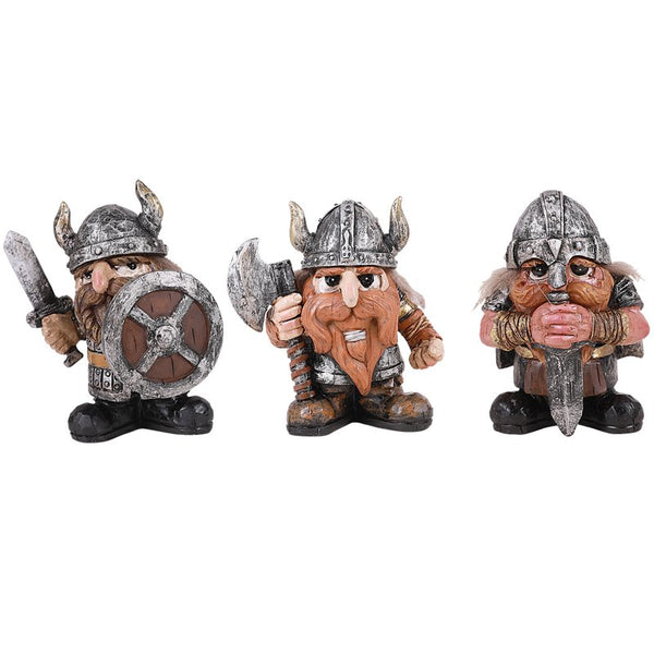 PACIFIC GIFTWARE Viking Warrior Miniature Resin Figurine Tabletop Set of 3