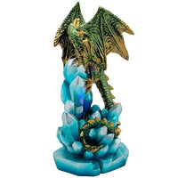 PACIFIC GIFTWARE Fantasy Guarding Golden Dragon on Crystal Gemstone Rock
