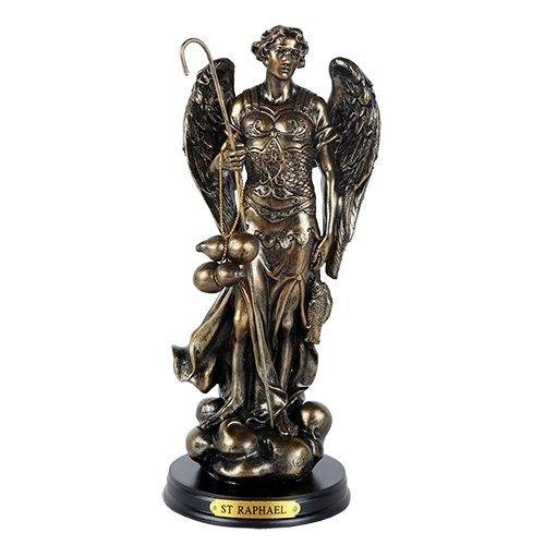 PACIFIC GIFTWARE St. Raphael Patron Saint of Travellers and Medical Workers 8 Inch Tall Wooden Base with Brass Name Plate