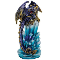 PACIFIC GIFTWARE Fantasy Guarding Dragon on Crystal Gemstone Rock Figurine Statue Home Decor Collectible