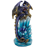 PACIFIC GIFTWARE Fantasy Guarding Dragon on Crystal Gemstone Rock Figurine Statue Home Decor Collectible